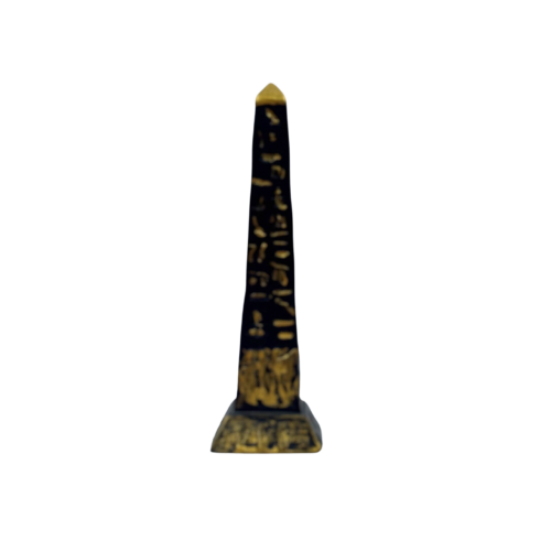 Elegant Ancient Egyptian Black Obelisk Monument with Golden Hieroglyphics (16x5 cm) – Premium Historical Decor & Souvenir