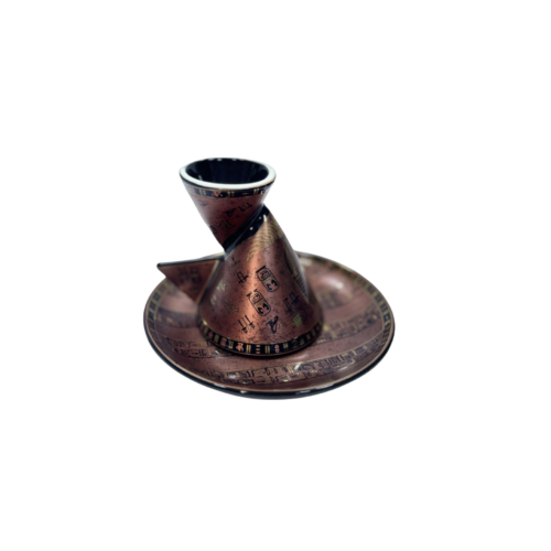 Spiral Pharaonic Coffee Cup and Saucer (9x9 cm Cup, 14 cm Saucer)
