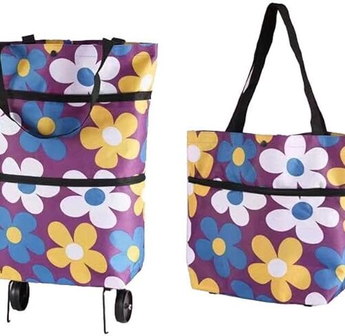 Foldable Shopping Bag with Wheels | Reusable Grocery Cart Bag for Market & Daily Shopping