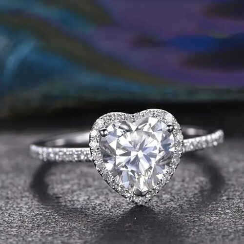 Fayruz Adjustable Open Heart Ring | Silver White Zircon Crystal Ring for Women