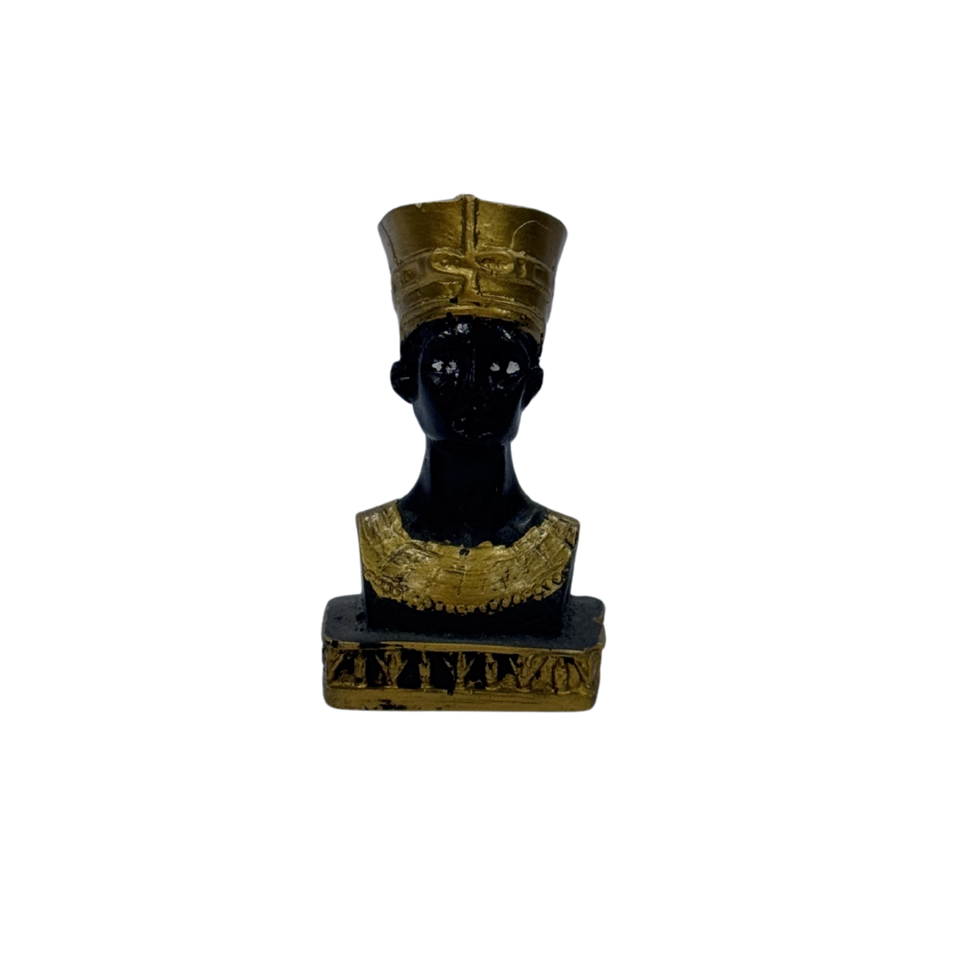 Mini Egyptian Queen Nefertiti Bust Statue - Black & Gold (9 × 4 cm)