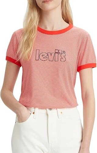 Levi’s Women’s Perfect Ringer Graphic Tee | Multicolour Crew Neck Casual T-Shirt
