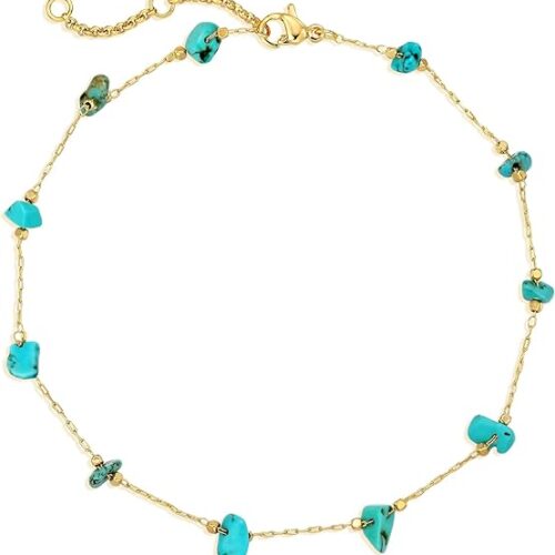 MEVECCO Gold Evil Eye Bracelet for Women | 14K Gold Plated Turquoise Station Bracelet