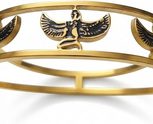 Julia Store 18K Gold Plated Pharaonic Goddess Necklace | Stainless Steel Egyptian Pendant Jewellery