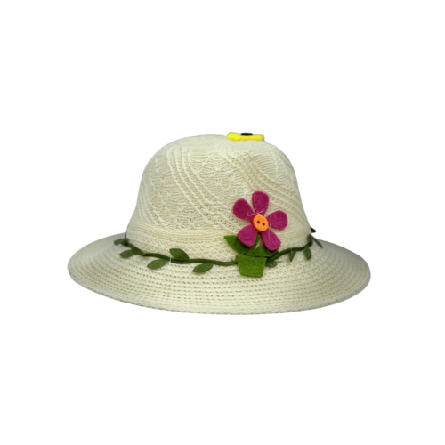 Elegant Cream Floral Accent Straw Sun Hat