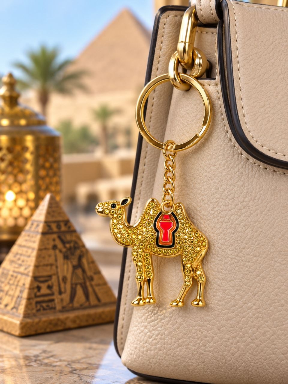 Kamel Schlüsselanhänger mit Glitzersteinen – Ägypten Souvenir