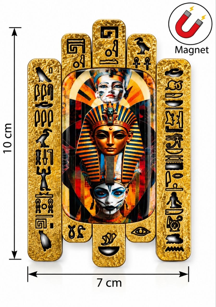 Egyptian Fridge Magnet with Pharaoh Motif & Hieroglyphs - Image 2