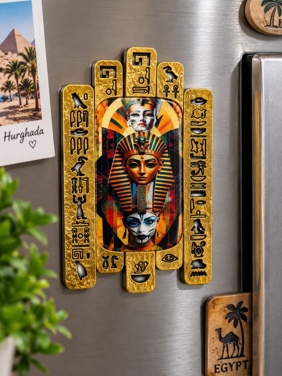Egyptian Fridge Magnet with Pharaoh Motif & Hieroglyphs - Image 3