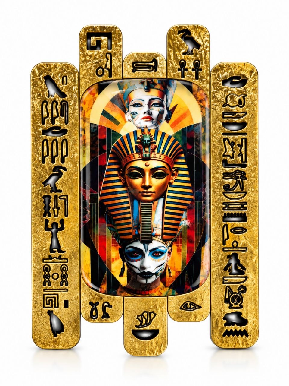 Egyptian Fridge Magnet with Pharaoh Motif & Hieroglyphs