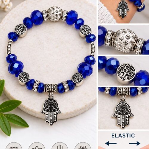 Elastic Hamsa Bracelet with Tree of Life