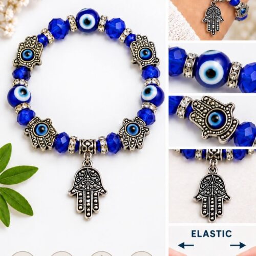 Elastisches Hamsa-Armband mit Nazar-Auge