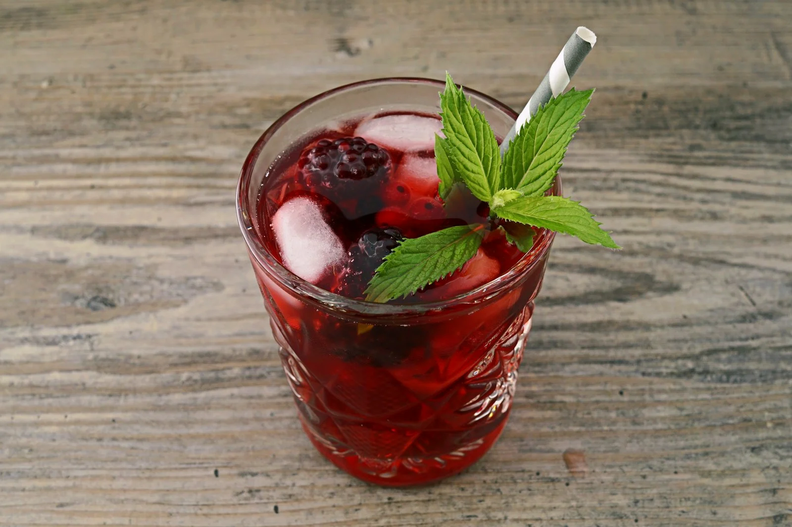 Glass of iced tea with mint garnish